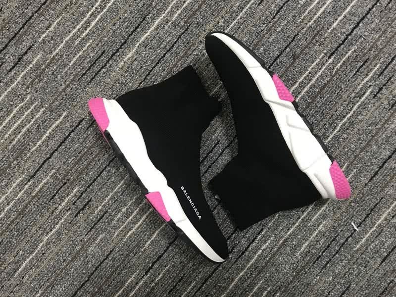 Balenciaga Speed Sock Boots Black White Pink 6