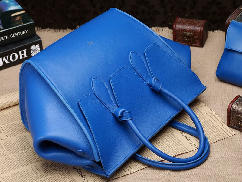 Celine Tie Nano Top Handle Bag Leather Blue 7