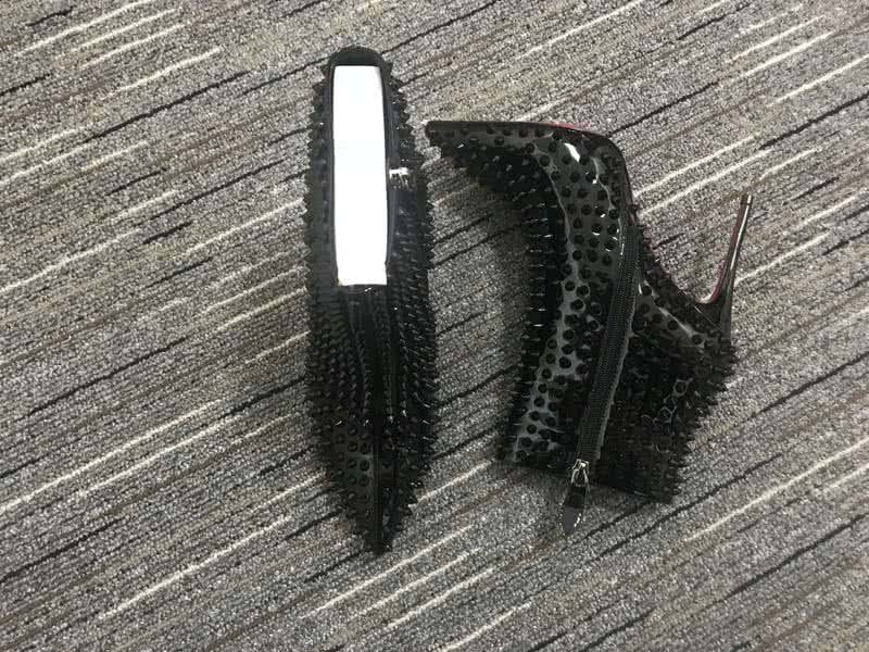 Christian Louboutin Women's Boots All Black Rivet  High Heels 5