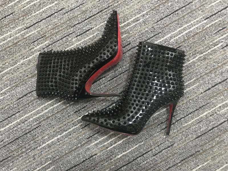Christian Louboutin Women's Boots All Black Rivet  High Heels 9
