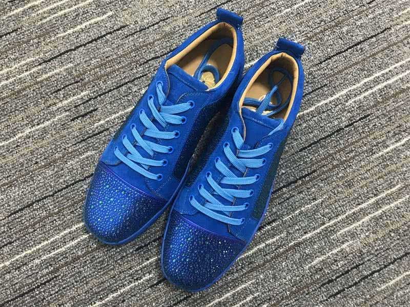 Christian Louboutin Low Top Lace-up Blue Upper And Rhinestone 1