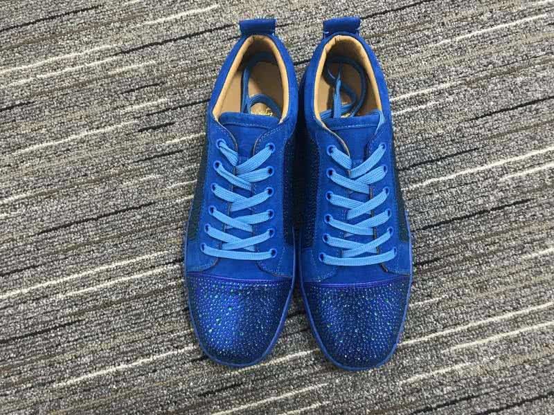 Christian Louboutin Low Top Lace-up Blue Upper And Rhinestone 2