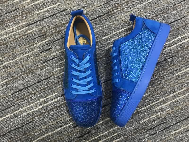 Christian Louboutin Low Top Lace-up Blue Upper And Rhinestone 3