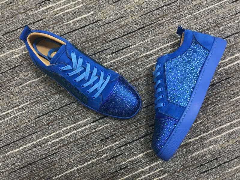Christian Louboutin Low Top Lace-up Blue Upper And Rhinestone 4