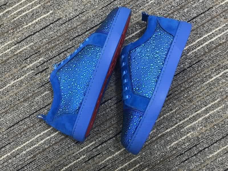 Christian Louboutin Low Top Lace-up Blue Upper And Rhinestone 5