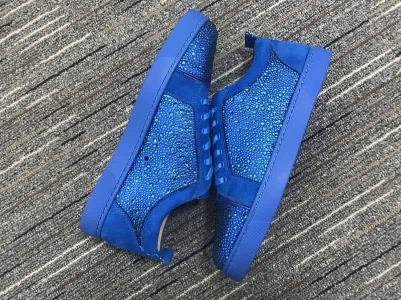 Christian Louboutin Low Top Lace-up Blue Upper And Rhinestone 6
