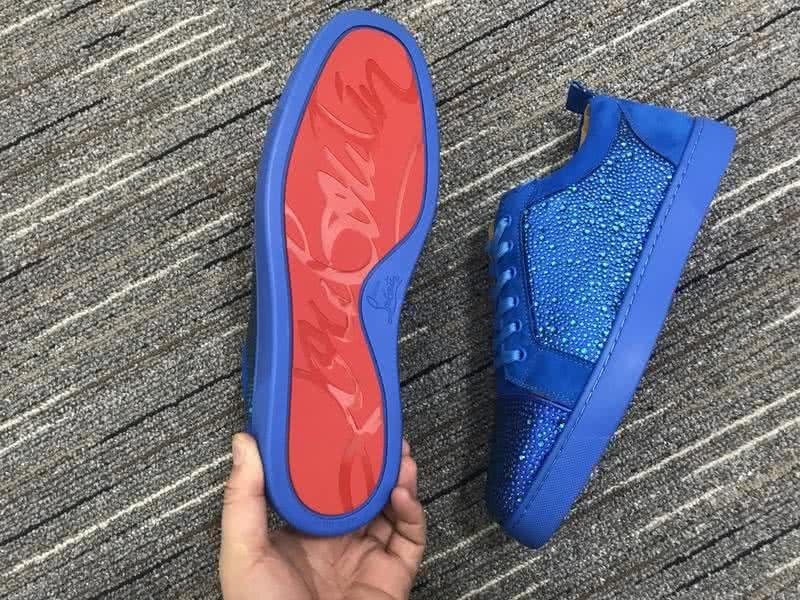 Christian Louboutin Low Top Lace-up Blue Upper And Rhinestone 8