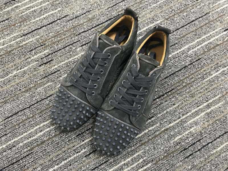 Christian Louboutin Low Top Lace-up All Black Suede And Rivets On Toe Cap 1