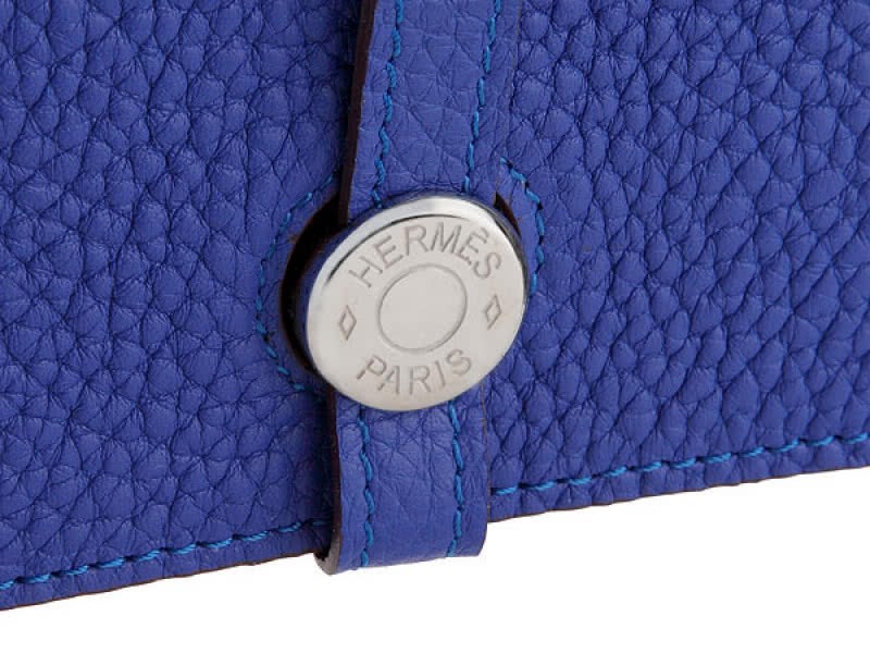 Hermes Dogon Togo Original Leather Combined Wallet Electric Blue 5