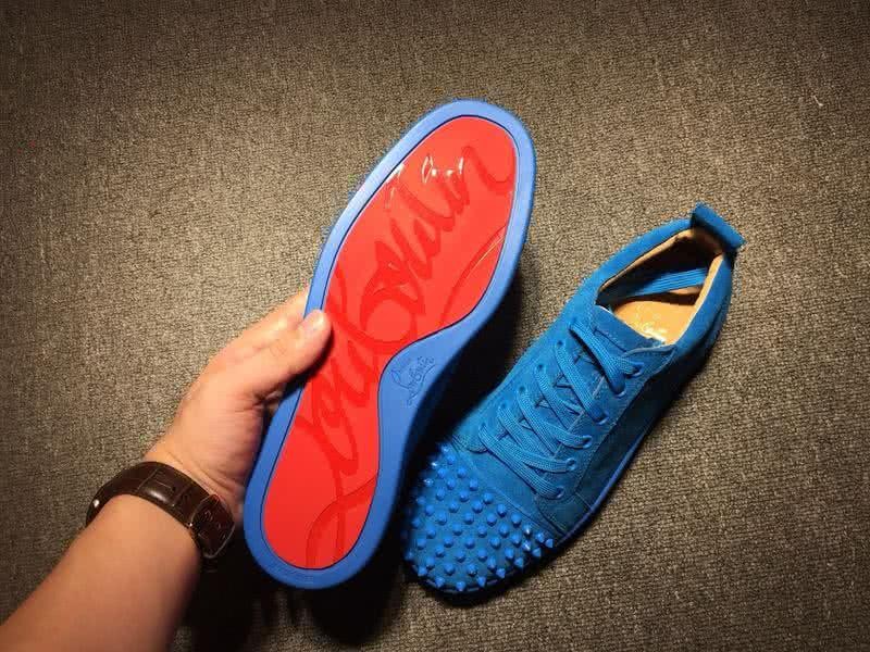 Christian Louboutin Low Top Lace-up All Blue And Rivets 7