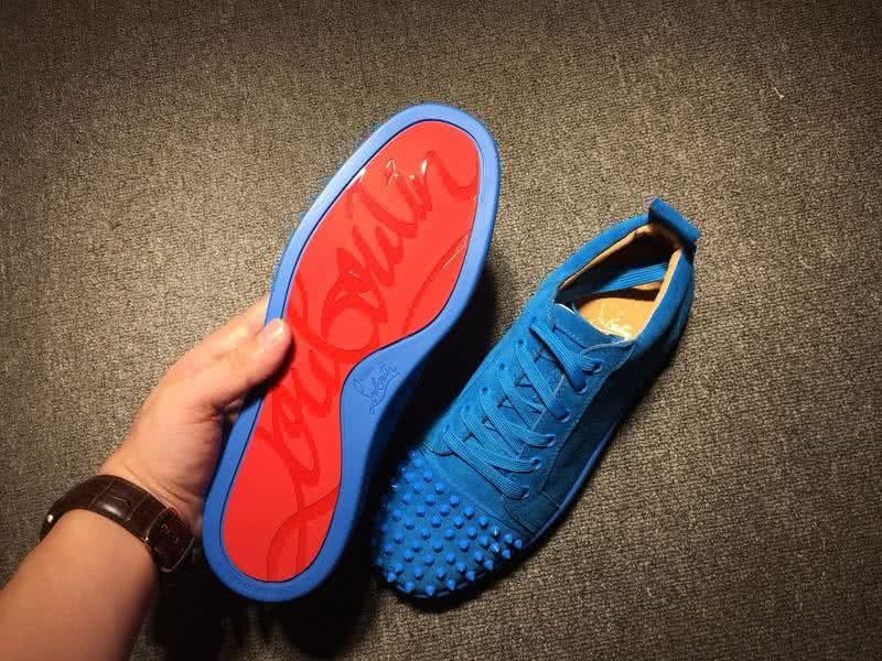 Christian Louboutin Low Top Lace-up All Blue And Rivets 8