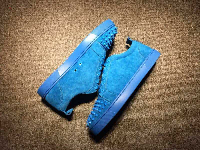 Christian Louboutin Low Top Lace-up All Blue And Rivets 9