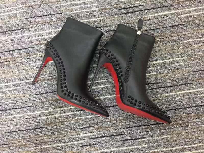 Christian Louboutin Women's Boots Black And Rivet Along The Rim High Heels 8