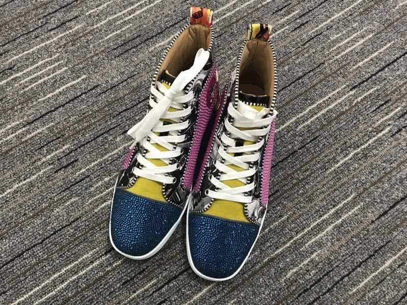 Christian Louboutin Cloth Sneaker Men/Women Pink/Blue 1