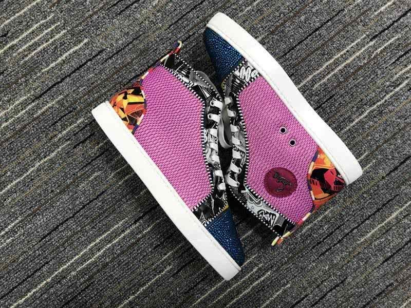 Christian Louboutin Cloth Sneaker Men/Women Pink/Blue 6