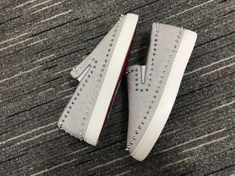 Christian Louboutin Low Top Lace-up Rivets Along The Brim Grey 4
