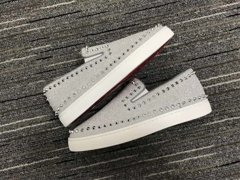 Christian Louboutin Low Top Lace-up Rivets Along The Brim Grey 9