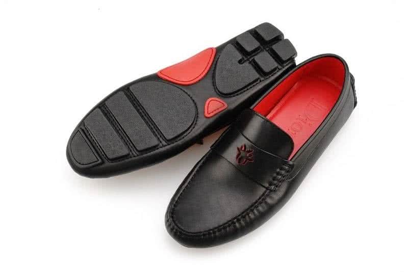 Dior Loafers Men Black Leather Red Inside 3