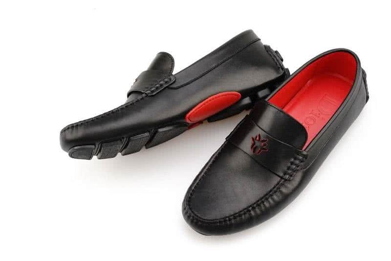 Dior Loafers Men Black Leather Red Inside 5