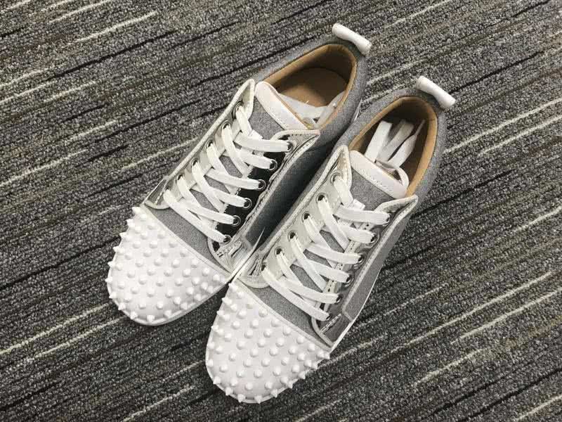 Christian Louboutin Low Top Lace-up Grey And White Rivets On Toe Cap 1