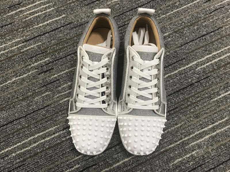 Christian Louboutin Low Top Lace-up Grey And White Rivets On Toe Cap 2