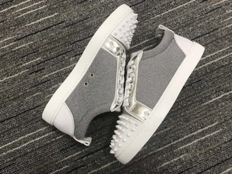 Christian Louboutin Low Top Lace-up Grey And White Rivets On Toe Cap 6