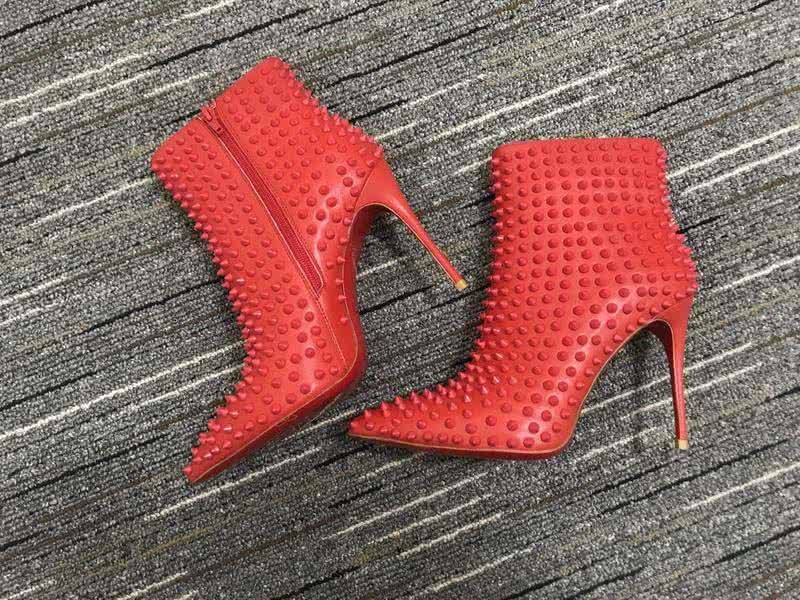 Christian Louboutin Women's Boots All Red And Rivet High Heels 3