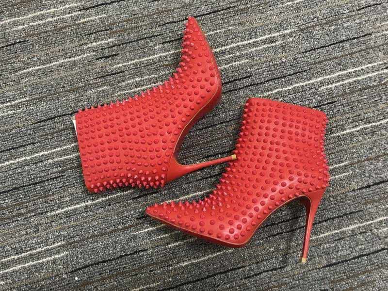 Christian Louboutin Women's Boots All Red And Rivet High Heels 9