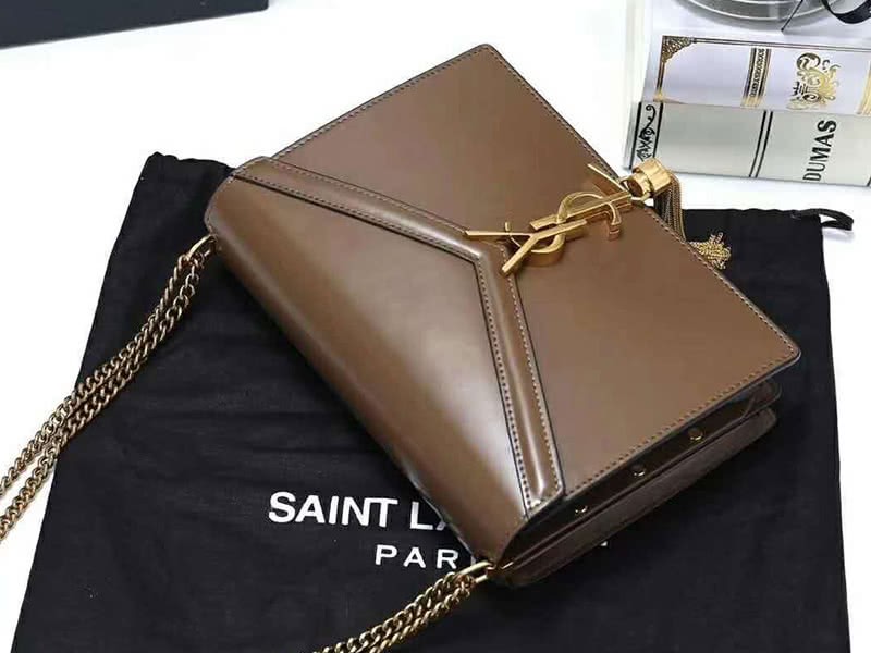 Saint Laurent Cassandra Monogram Clasp Bag Calfskin Brown 6