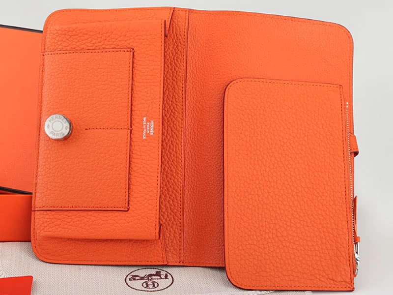 Hermes Dogon Togo Original Leather Combined Wallet Orange 4