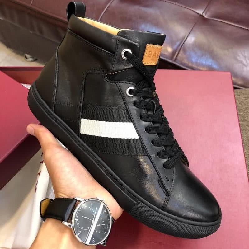 Bally Fashion Leather Sports Shoes Cowhide Black Men 7