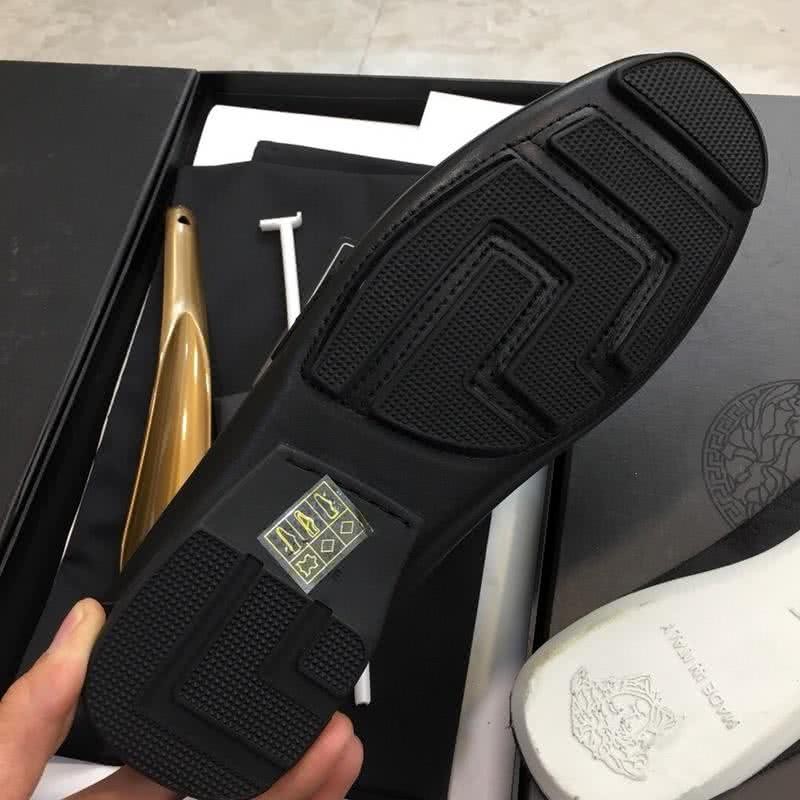 Versace Metal Button Cowhide Loafers Black Men Non-slip Design 9