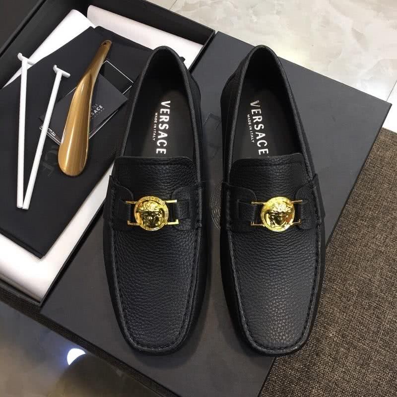 Versace Cowhide Loafers Gold Buckle Black Men 2