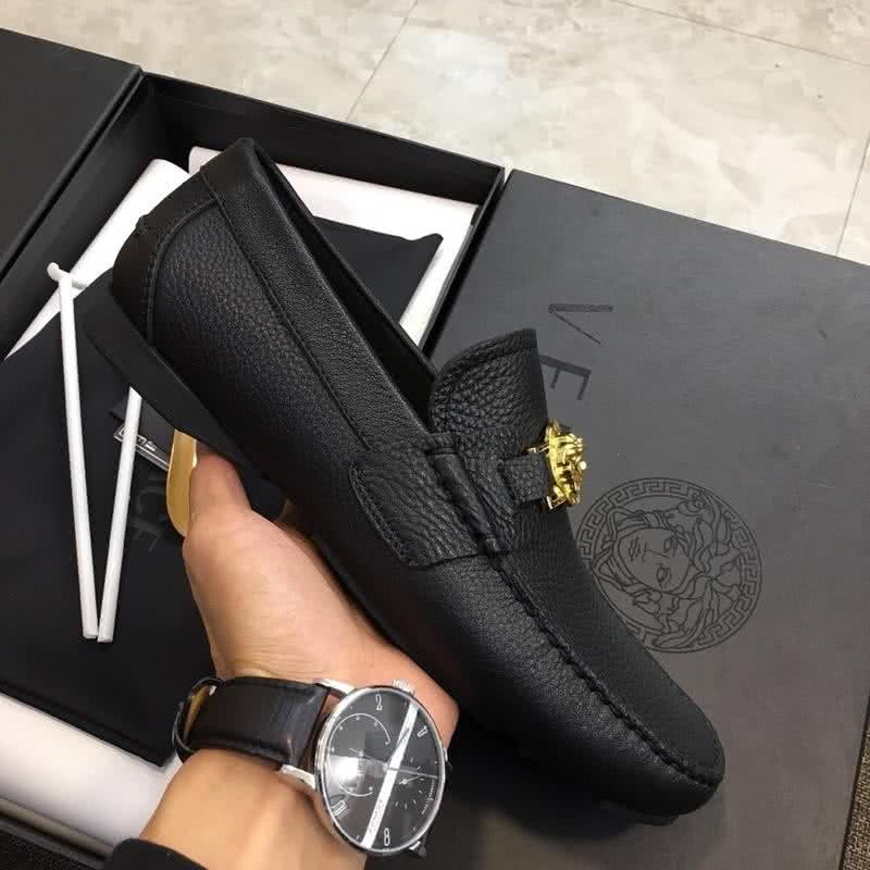Versace Cowhide Loafers Gold Buckle Black Men 3