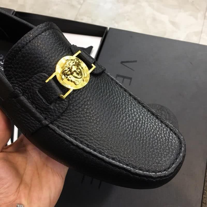 Versace Cowhide Loafers Gold Buckle Black Men 5