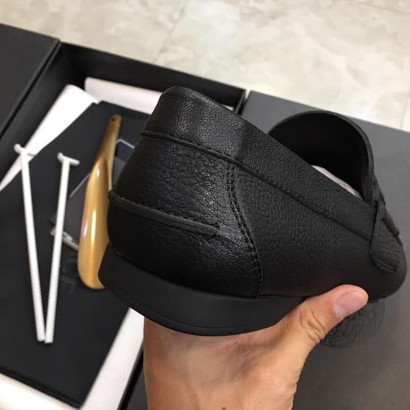 Versace Cowhide Loafers Gold Buckle Black Men 6