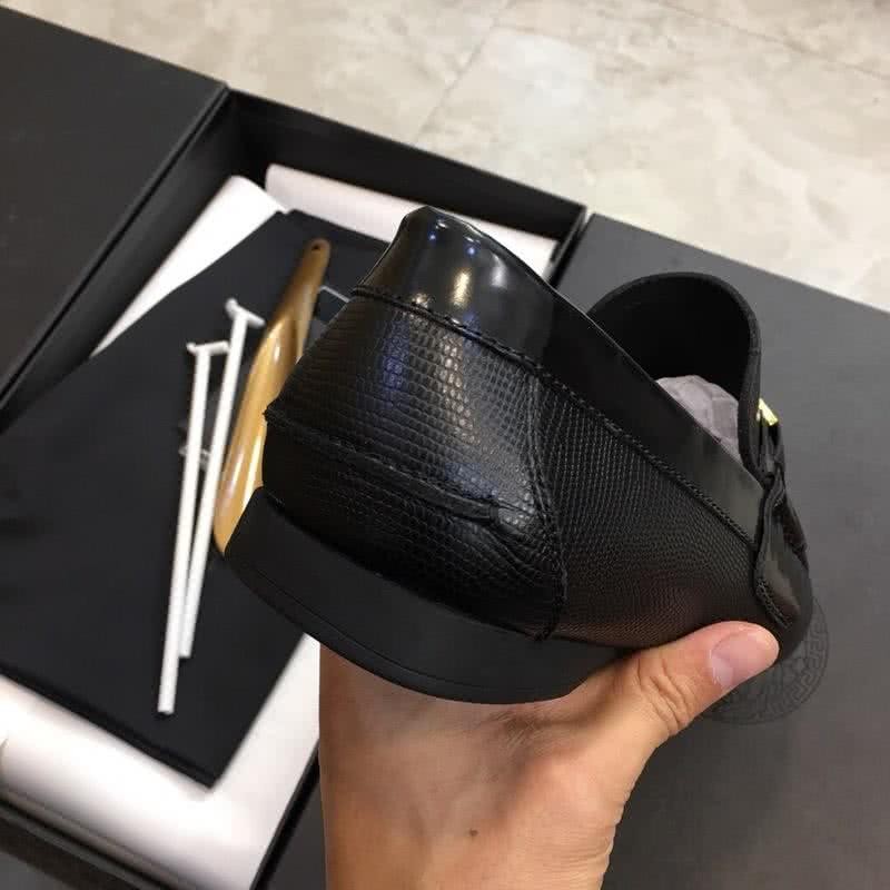 Versace Metal Button Loafers Cowhide Non-slip Design Black Men 4