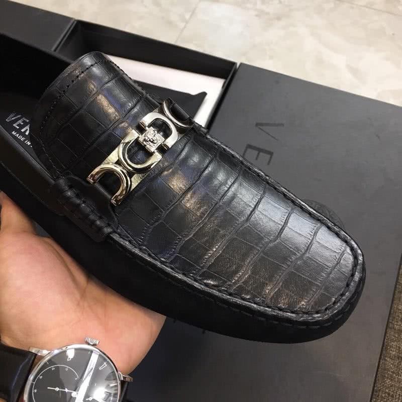Versace Non-slip Design Cowhide Loafers Black Men 5