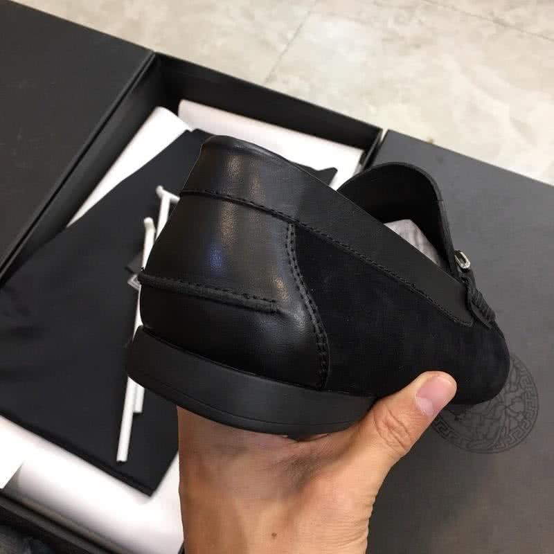 Versace Non-slip Design Cowhide Loafers Black Men 6