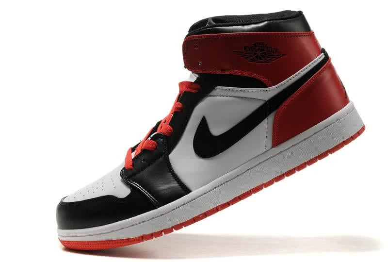 Air Jordan 1 Leather White Black Red Men 4