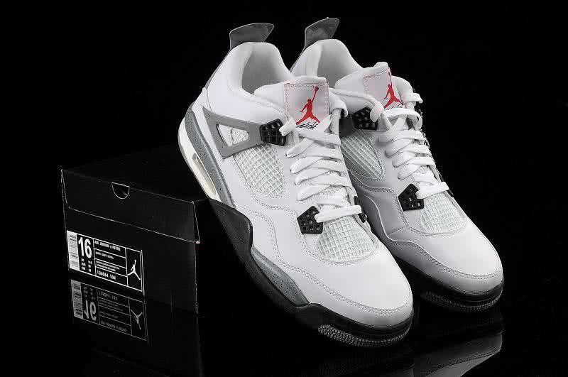  Air Jordan 4 Leather White Grey Men 6