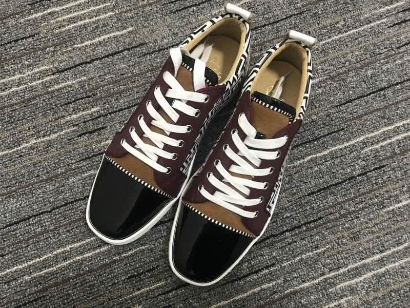 Christian Louboutin Low Top Lace-up Black And White Patterning Brown And Black 1