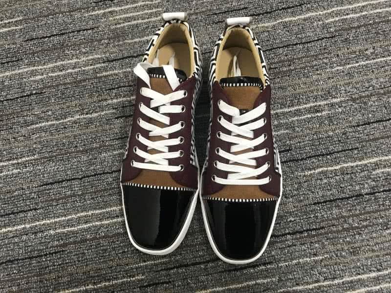 Christian Louboutin Low Top Lace-up Black And White Patterning Brown And Black 3