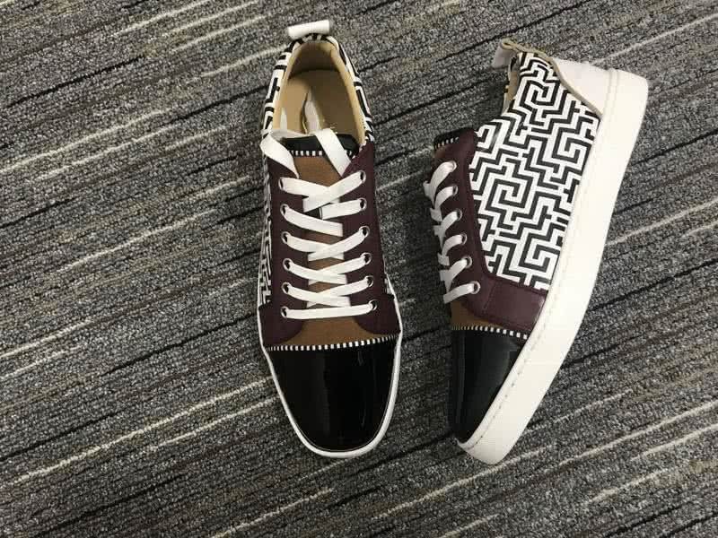 Christian Louboutin Low Top Lace-up Black And White Patterning Brown And Black 2