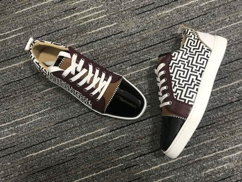 Christian Louboutin Low Top Lace-up Black And White Patterning Brown And Black 4