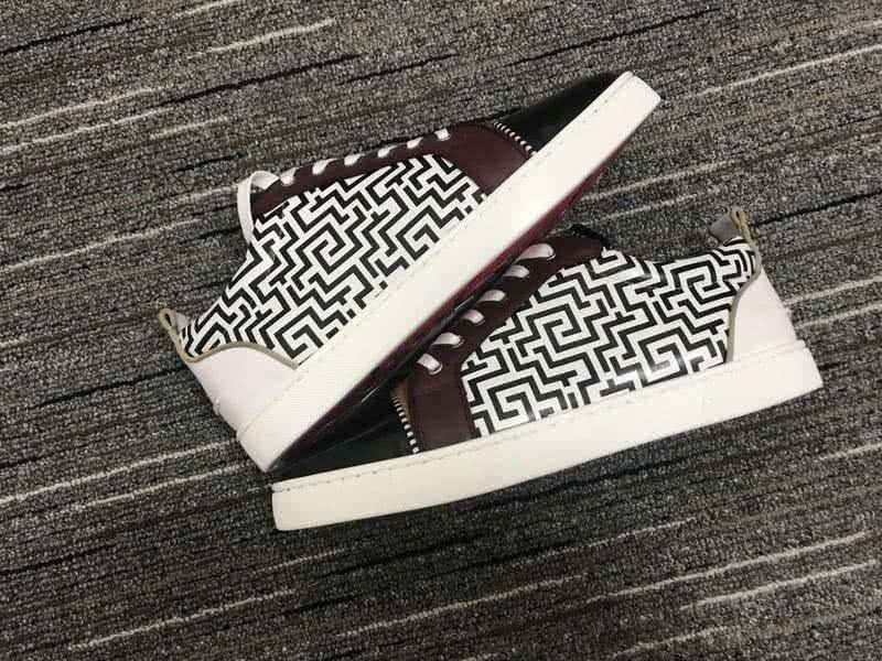 Christian Louboutin Low Top Lace-up Black And White Patterning Brown And Black 9