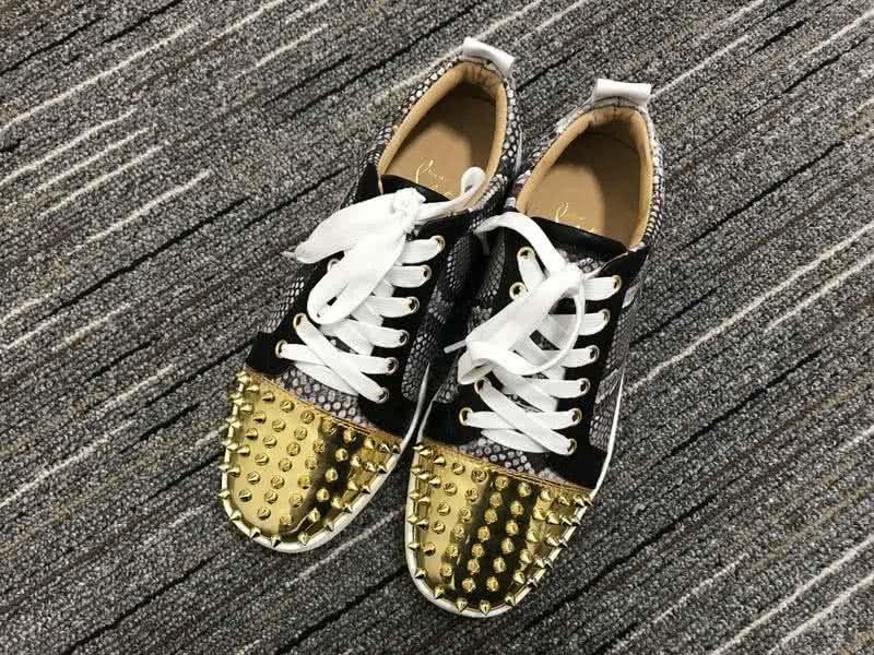 Christian Louboutin Low Top Lace-up Golden Rivets On Toe Cap And Fake Snakeskin 1