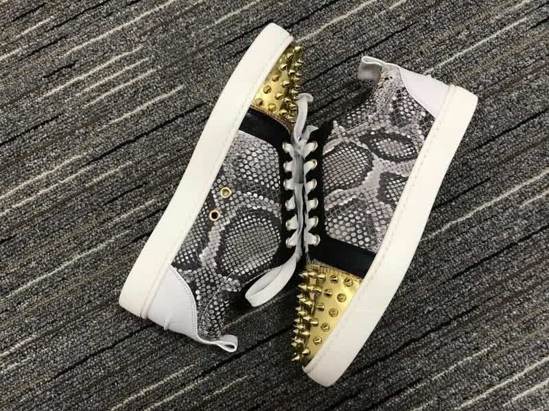 Christian Louboutin Low Top Lace-up Golden Rivets On Toe Cap And Fake Snakeskin 6