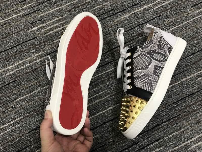 Christian Louboutin Low Top Lace-up Golden Rivets On Toe Cap And Fake Snakeskin 8