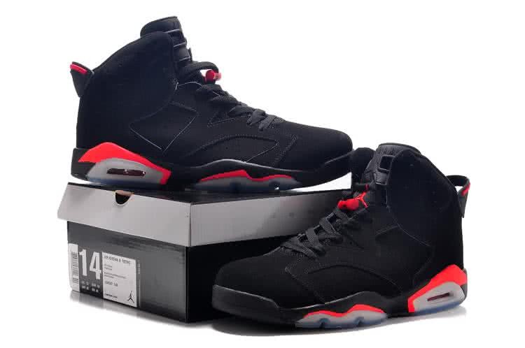 Air Jordan 6 Leather Black Red Men 4